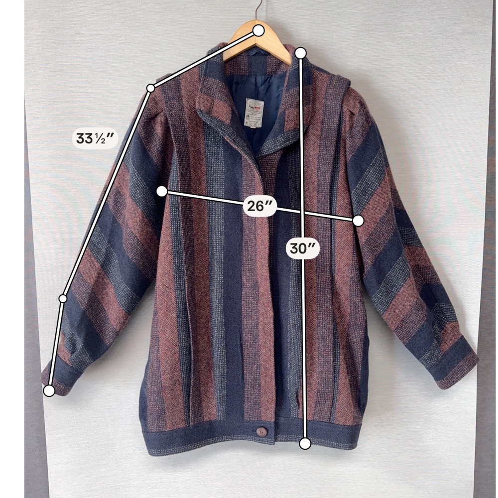 Vtg Avoca Collection Irish Tweed Wool Jacket Striped - Women's Medium - Purple - Picture 12 of 12